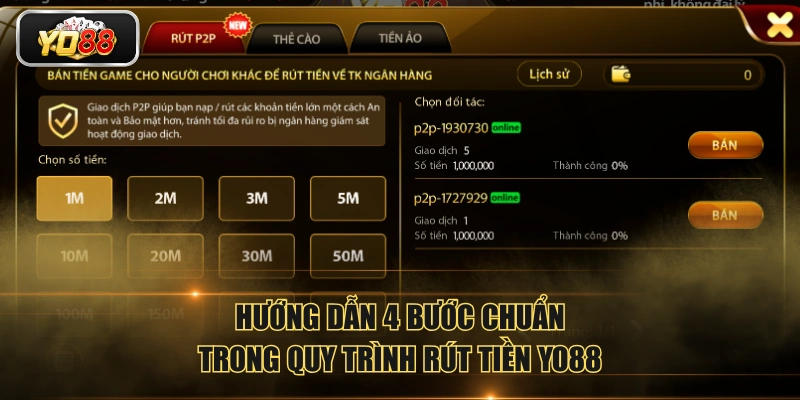 Hướng Dẫn Rút Tiền YO88 Theo Quy Trình 4 Bước Chuẩn Xác