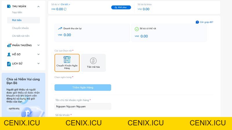 Cách rút tiền BK8 về tài khoản mới nhất năm 2026